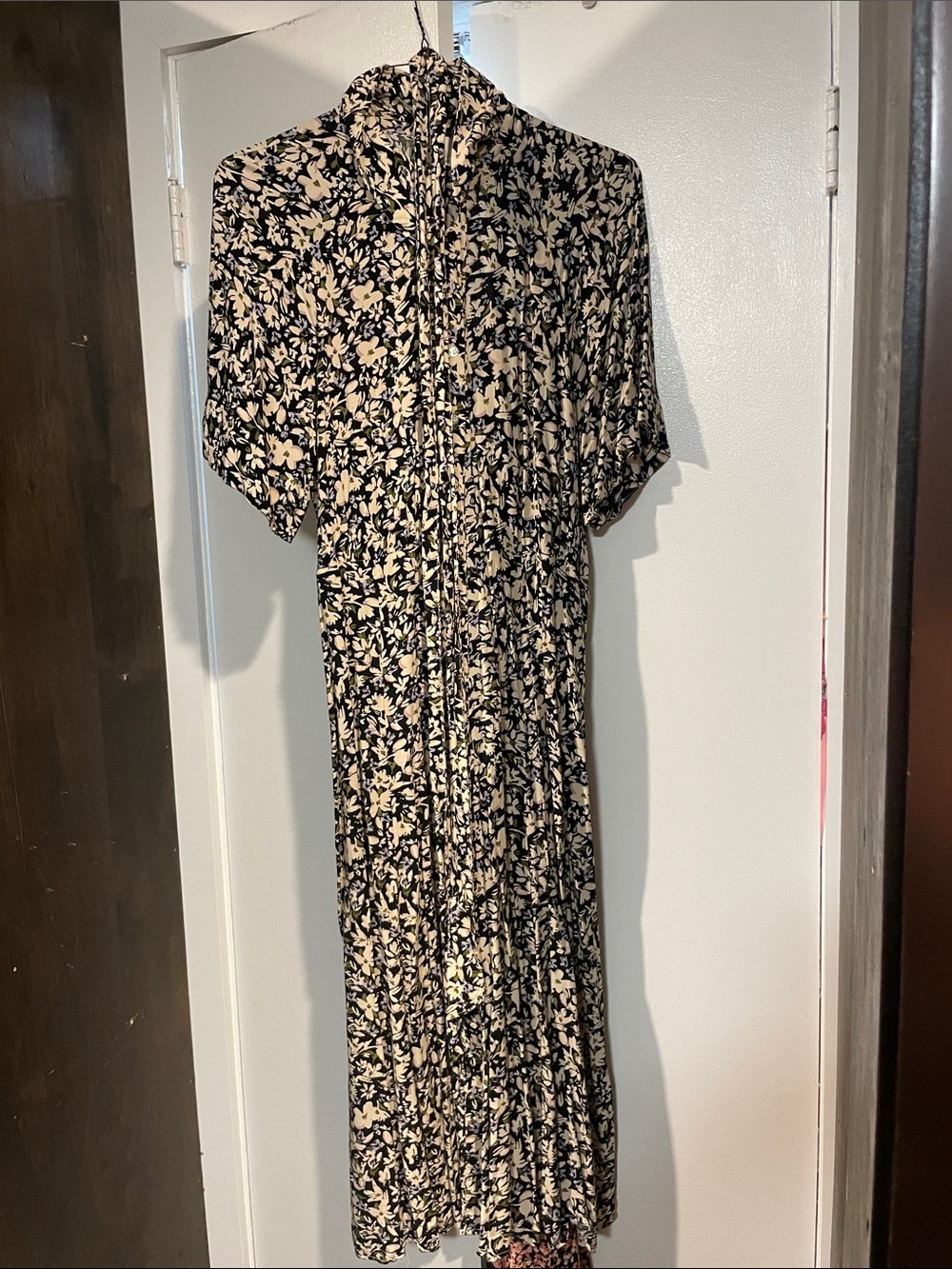 H&M Black Floral Dress with Cream and Pastel Accents